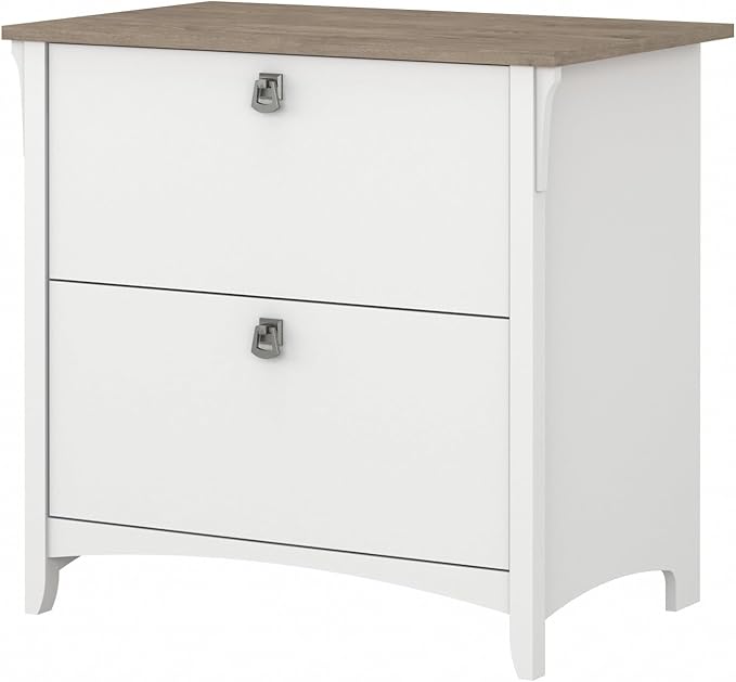 Bush Furniture Salinas 2 Drawer Lateral File Cabinet in Shiplap Gray and Pure White, Home Office Storage Solution, Organizer with Drawers for Workspace, Filing Unit