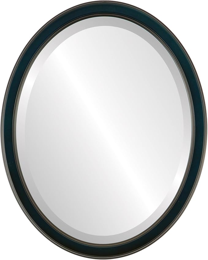 OVALCREST Oval Beveled Wall Mirror for Home Decor - Toronto Style - Royal Blue - 22" x 18"