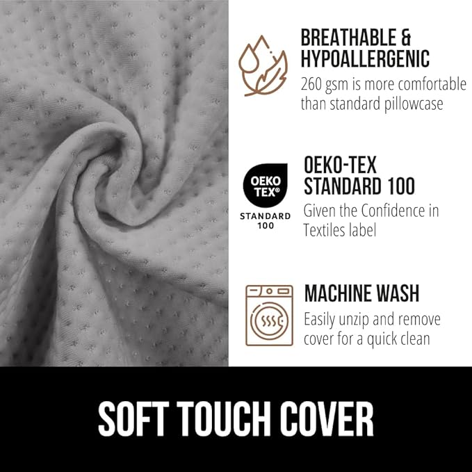 GORILLA GRIP Patent Pending Bed Wedge Pillow Headboard Gap Filler, US Designed, Comfortable Supportive High Density Foam Pillows, Stay in Place Gripping Dots, Wedges Between Mattress, Full Size Gray