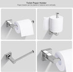 5 Pieces Polished Chrome Bathroom Hardware Accessories Set,Stainless Steel 23.6" Hand Towel Bar Set, Toilet Paper Holder, Towel Ring ，Towel Rack Set Silver