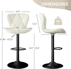 Bar Stools Set of 4,Adjustable Swivel Barstools, Faux Leather Bar Chairs,Upholstered Counter Height with High Backrest for Kitchen Island, White