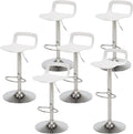 NOBPEINT NOB Contemporary Chrome Air Lift Adjustable Swivel Bar Stool (6 Pieces, White)