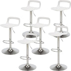 NOBPEINT NOB Contemporary Chrome Air Lift Adjustable Swivel Bar Stool (6 Pieces, White)