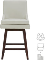 CHITA Counter Height Swivel Bar Stools Set of 3, FSC Certified Upholstered Faux Leather Barstool Chairs with Back, 26.8" H Seat Height, PU Leather in Creamy Grey