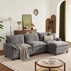 114 Inch Modular Couch Sectionals with Ottoman, Big Comfy Cloud Couches, L Shaped 4 Seat Modular Sectional Sofa, Modern Cloud Sectional Couches for Living Room, Deep Seat Comfy Sofa, Grey