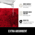 GORILLA GRIP Bathroom Rugs, Ultra Soft Absorbent Mat, Thick Plush Bath Rug, Machine Washable, Microfiber Quick Dry, Mats for Shower, Bathtub and Floor, Home Decor Accessories, 24x17, Red