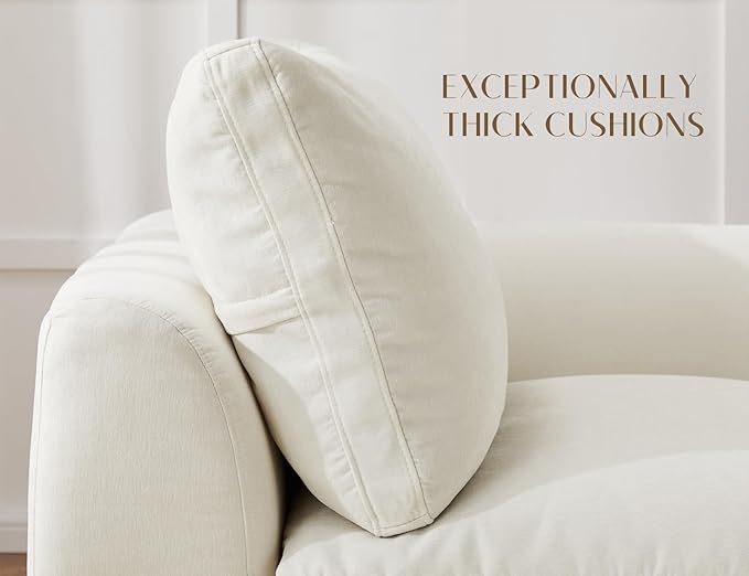 110" Cloud Sectional Couches for Living Room, Boneless U Shaped Couch with Ottoman, 3 Seater Modular Sectional Sofa, Warm White