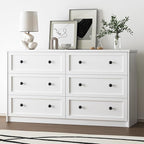 6 Drawer Double Dresser for Bedroom, 55.1" Wide Dressers & Chests of Drawers with Large Capacity Storage,White Dresser for Bedroom,Hallway,White