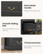 AOGLLATI Farmhouse Dresser with 7 Drawers, 58.7”Tall Wooden Chest of Drawers with Natural Texture, Vintage Design, Black Dresser for Bedroom, Black