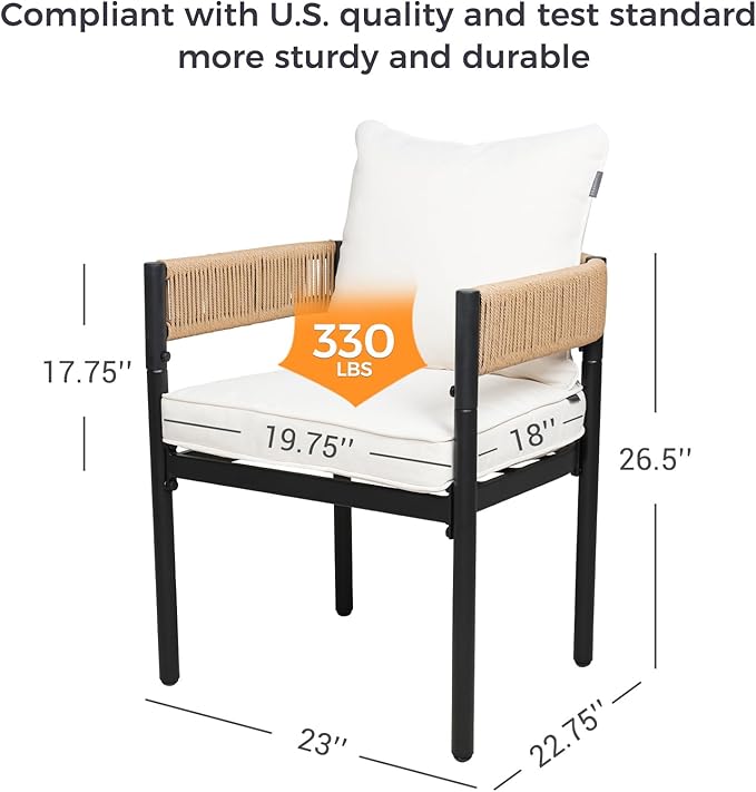 Grand patio 7-Piece Outdoor Dining Set for 6 with 1 Rectangle Expandable Table for 4-6 Person, Metal Woven Wicker Fixed Patio Chairs with Thickened Cushions for Yard, Poolside, Deck (Natural)