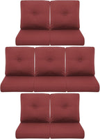 7-Piece Outdoor Patio Cushion Set - Fade & Water Resistant with Removable Olefin Cover, 22x24x4 Inch Memory Foam Cushions for Wicker Sectional Sof - Red/Buckle