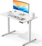 Electric Standing Desk 40 x 24 Inches, Height Adjustable Sit Stand Home Office Computer Desk with Memory Presets,White
