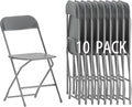 10 Pack Plastic Folding Chairs, Portable Party Chairs, Stackable Commercial Seats with Steel Frame for Home Office Wedding Party Indoor Outdoor Events Chairs, 350lbs Capacity,Gray