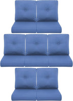 7-Piece Outdoor Patio Cushion Set - Fade & Water Resistant with Removable Olefin Cover, 22x24x4 Inch Memory Foam Cushions for Wicker Sectional Sof - Blue/Buckle