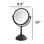 JERDON Lighted Makeup Mirror with Magnification - 1X and 8X Magnification - Black Makeup Mirror - Model HL8808BKL