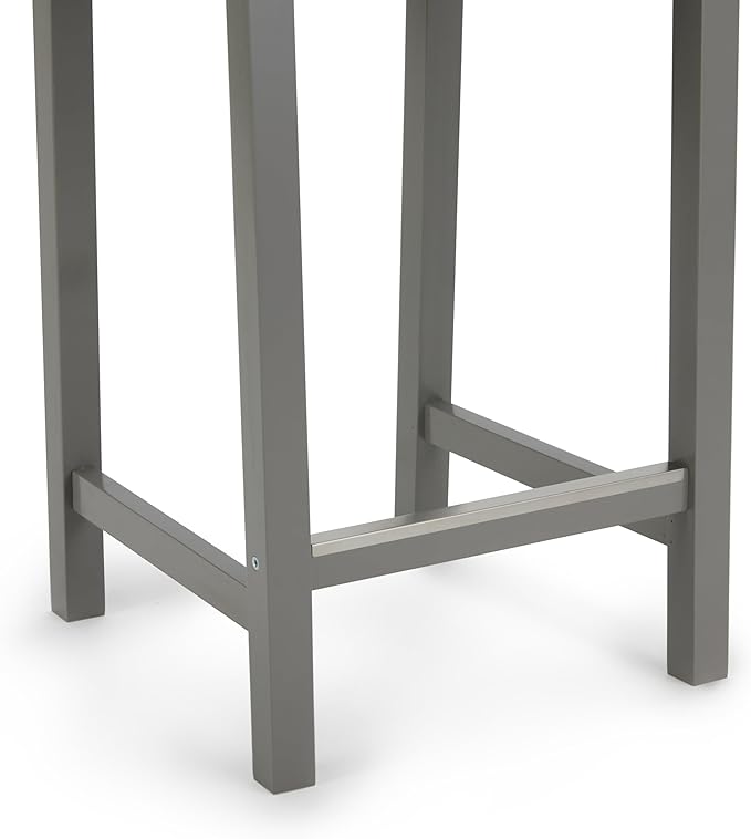 Amazon Basics Wooden Bar Stool with Backrest 24", Grey, Set of 2