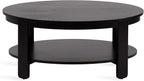 Kate and Laurel Foxford Modern Tiered Oval Coffee Table; 38 x 24 x 18; Black; Transitional Two-Tier Living Room Table with Storage and Resilient Wood Construction
