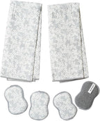 Kitchen Towel and Sponge Set Grey, 6 Piece Super Absorbent Reusable Quick Dry Towels and Washable Sponges Made from Recycled Materials, Durable Eco Friendly Cleaning Set for Kitchen