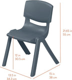 Stackable School Chairs, 12", Kids Furniture, Grey, 4-Pack