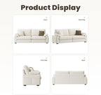 89" Loveseat Sofa, Cloud Foam Couch, 3 Seater Upholstered Midcentury Mondern Love Seat with USB Type C Ports, 4 Pillows and Flip-Open Storage Armrest for Living Room/Small Spaces, Beige
