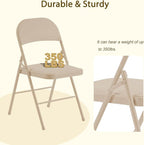 Khaki Folding Chairs 50 Pack with Comfortable Cushion and Back, 330LBS Capacity, Portable & Foldable Indoor Outdoor Chairs with Durable Metal Frame for Office Party Events Kitchen Dinning Wedding
