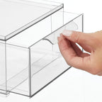 mDesign Plastic Stackable Bathroom Storage Organizer Bin with Pull Out Drawer for Cabinet, Vanity, Shelf, Cupboard, Cabinet, or Closet Organization - Lumiere Collection - 8 Pack - (Clear, 8 x 12 x 4)