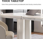 Modern Cream-White Office Desk with Beige Business Chair, Large Computer Table Set, Minimalist and Sturdy Workstation and Workstation, Ideal for Office, Home Office, and Gaming (Desk with Two Chairs)