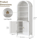 66" Tall Bathroom Storage Cabinet with Flip Drawer, Freestanding Storage Cabinet with Doors & Shelves,Arched Cabinets for Bathroom, Living Room, Kitchen, Laundry, White