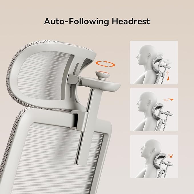 Newtral Office Chair Ergonomic with Footrest, Auto-Following Lumbar Support, High Back Desk Chair with 4D Armrest,136° Tilt Lock, Adjustable Seat Depth & Height (Supreme, Grey)