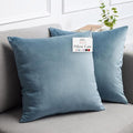 lalaLOOM Velvet Throw Pillow Covers, Set of 2, 20x20 Decorative Square Pillows Home Decor, Soft Accent Cases, Silky Machine Washable Pillowcases for Sofa, Couch, Bedroom, Living Room, Stone Blue