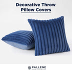 Pallene Faux Fur Plush Throw Pillow Covers 22x22 Set of 2, Luxury Soft Fluffy Striped Decorative Pillow Covers for Sofa, Couch, Living Room, Navy Blue