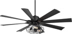Possini Euro Design 60" Defender Modern Industrial Indoor Ceiling Fan with LED Light Remote Control Matte Black Metal Cage for Living Kitchen House Bedroom Family Dining Home Office Kids Room