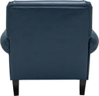 Accent Chair,22.4" Seat Depth Armchair with Roll Arms,36.6W*34.3D*34.6H Living Room Chair,Wood Legs,Set of 2,Faux Leather in Navy