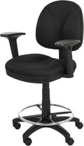 OEF Furnishings Comfort Office Stool with Arm Rests, 24.5"-34.5" Height