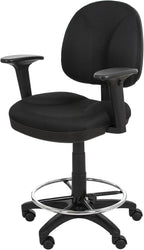 OEF Furnishings Comfort Office Stool with Arm Rests, 24.5"-34.5" Height