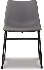 Signature Design by Ashley Centiar Casual Bucket Seat Dining Upholstered Side Chair with Black Metal Base, Set of 2, Faux Leather, 18.75" Seat Height, Gray