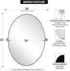 ANDY STAR Oval Bathroom Mirror, 24" x 32" Chrome Stainless Steel Metal Frame Vanity Mirror for Over Sink with Adjustable Tilting Design, Pivoting Mirror for Modern Wall Decor