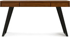SIMPLIHOME Lowry Desk - 54-Inch Wide Solid Walnut Veneer and Metal Writing Desk, Modern Industrial Home Office Computer Table for Workspace with 2 Drawers and Flip-Down Keyboard Tray