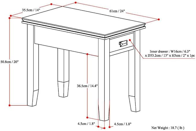 SIMPLIHOME Artisan SOLID WOOD 14 inch Wide Rectangle Transitional Narrow Side Table in Distressed Grey for the Living Room and Bedroom