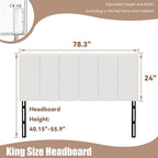 Yongchuang White Headboard King Size Upholstered Faux Leather Headboards King Bed Headboard Adjustable Height Head Board Panels