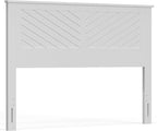 Serene Poplar Wood Queen Size Headboard in White, Modern Farmhouse Panel with Chevron Scoring, Casual Coastal Style, Easy Assembly, Quality Materials