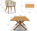 PURPLE LEAF 11 Pieces Outdoor Dining Set with Patio Aluminium Dining Table and Wicker Chairs Modern Furniture Cushions Sets for Backyard Indoor Decor Kitchen Teak