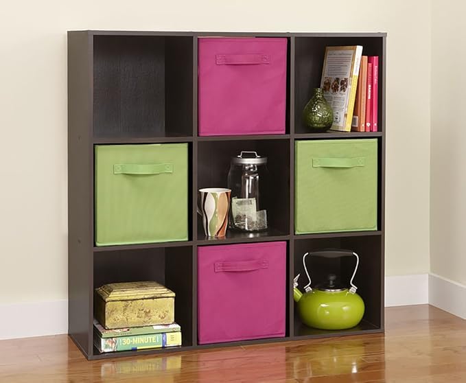 ClosetMaid 9 Cube Laminated Wood Stackable Open Bookcase Display Shelf Organizer for Household, Living Rooms, and Studies, Espresso