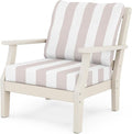 Martha Stewart by POLYWOOD® Chinoiserie Deep Seating Chair in Sand/Cabana Stripe Dune Burlap