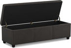 SIMPLIHOME Avalon 54 inch Wide Contemporary Rectangle Extra Large Storage Ottoman Bench in Tanners Brown Vegan Faux Leather, Assembled, for the Living Room, Entryway and Family Room