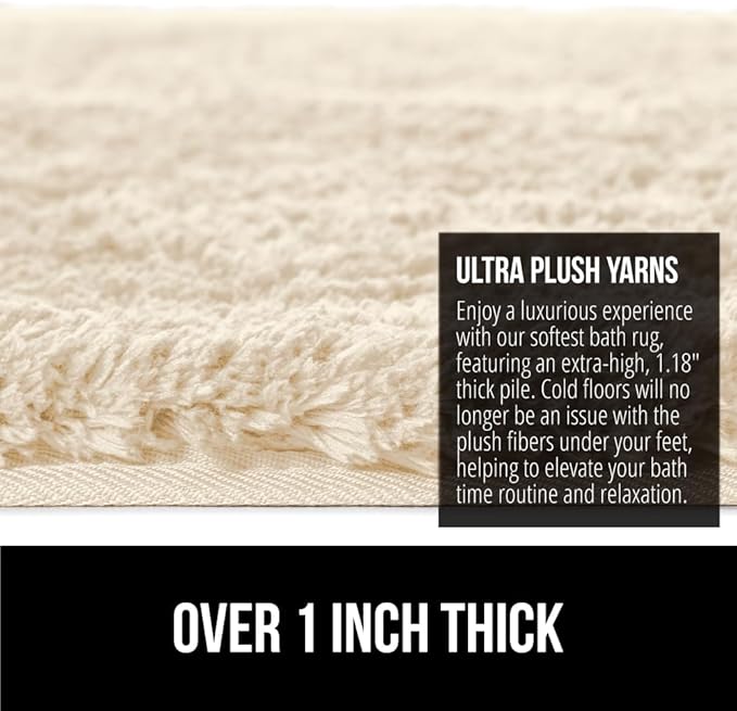 GORILLA GRIP Bathroom Rugs, 30x20, Ultra Soft Absorbent Mat, Thick Plush Bath Rug, Machine Washable, Microfiber Quick Dry, Mats for Shower, Bathtub and Floor, Home Decor Accessories, Ivory