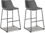Signature Design by Ashley Centiar Modern Faux Leather 29" Pub Height Bar Stool, Set of 2, Gray