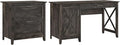 Bush Furniture Key West 54W Computer Desk with Storage and 2 Drawer Lateral File Cabinet in Dark Gray Hickory