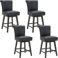 CHITA 26 Inch Counter Height Swivel Bar Stools Set of 4, FSC Certified Modern Upholstered Faux Leather Swivel Barstool Chair with Back, Black