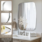 ANDY STAR 30x40 Chrome Bathroom Mirror, Oblong Silver Mirror with Stainless Steel Metal Frame, Oval Vanity Mirror for Over Sink, Modern Anti Rust Wall Mounted